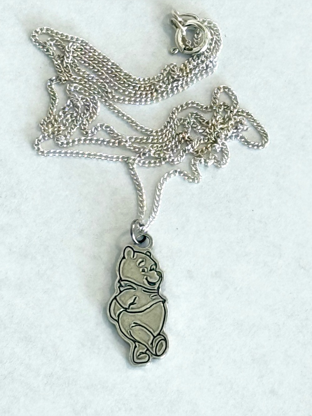 Disney Van Dell Sterling Silver Winnie-the-Pooh Charm Pendant Vintage Necklace